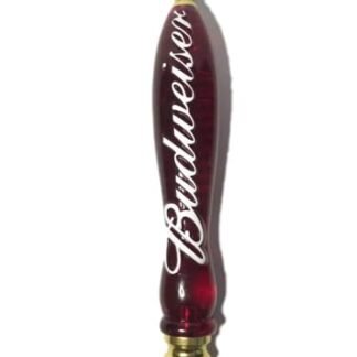 Budweiser Torneira estilo Beer Pub - acrílico vermelho com letras brancas em relevo e base prateada - 30 cm de altura (Cervejas)
