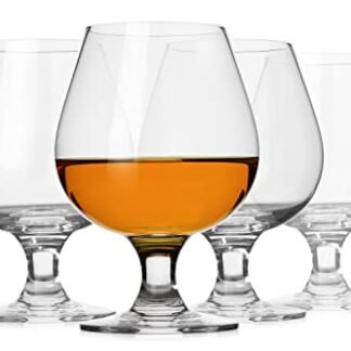 Luxu Crystal Snifter pequeno conhaque, copos modernos e exclusivos para conhaque com hastes, snifter de conhaque premium para Scotch & Bourbon & Whisky e bebidas alcoólicas, copos de degustação de cerveja sem chumbo (350 ml conjunto de 4) (Cervejas)