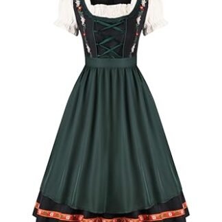 Regenboog Fantasia feminina Oktoberfest, 2 peças, vestido Dirndl bávaro com avental, roupa de empregada de cerveja, vestido Dirndl alemão de Halloween, verde, P (Cervejas)