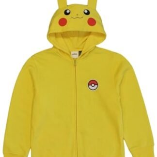 Moletom com capuz Pokémon Pikachu, moletom com capuz de manga comprida, meninos, Amarelo, 10-12 (Brinquedos)