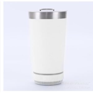 Copo Térmico Aço Inox Quente e Frio com Tampa e Caixa de Som Bluetooth e Abridor de Garrafa Musical Mini Speaker Cerveja Premium (Branco) (Cervejas)