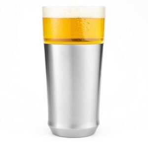 Elevated Craft Copo híbrido – Vidro isolado a vácuo premium com base de aço, inserção removível, melhor isolamento para cervejas e bebidas frias – Copo de cerveja de 473 ml – Aço inoxidável (Cervejas)