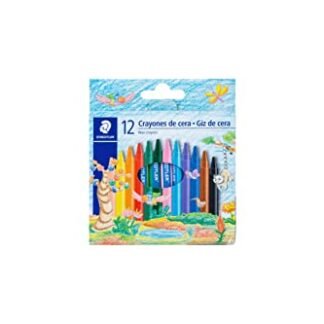 STAEDTLER Giz de Cera Redondo - 12 Cores - Traço Suave, Cores Vivas, Resistente e Não Mancha – Com Luva de Papel e Espaço para Nome - A PAGINA (Brinquedos)