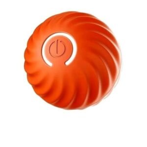 Bola Interativa Inteligente Para Pets Cães e Gatos Recarregável USB Tipo C com Luz LED Brinquedo Automático Estimulante de Movimento Aleatório Toy (Laranja) (Brinquedos)