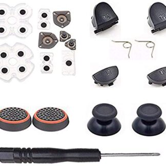 Para Sony Playstation 4 PS4 para Dualshock 4 L1 R1 L2 R2 botões de molas de gatilho + 2 palitos de polegar de joystick + 2 tampas de silicone para joystick + 2 molas + 1 chave de fenda + 1 conjunto de (Brinquedos)