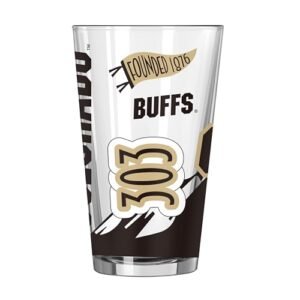 Logo Brands NCAA Colorado Buffaloes 473 ml Copo de cerveja nativo - resistente a lascas, seguro para lava-louças, vidro prensado (Cervejas)