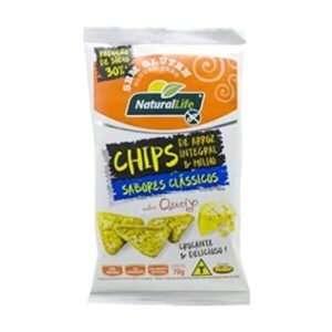 Chips Arroz Integral e Milho Natural Life - Sabor Queijo - Sem Glúten - 70g (Cervejas)