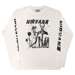 Camiseta Nirvana logotipo banda incesticide oficial unissex branca manga longa, Branco, XGG (CDs)