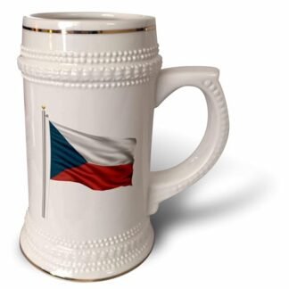 3dRose Czech Republic on a Flag Pole Over White-Stein Mug, 530 ml (STN_157141_1), 650 ml (Cervejas)
