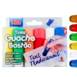 Tinta Guache Bastão 6 Cores Tradicionais S/Sujeira Lavável (Brinquedos)