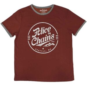 Camiseta com emblema circular Alice in Chains, Vermelho, M (CDs)