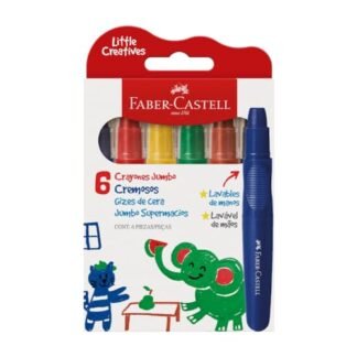 Giz de Cera Jumbo Little Creatives, Faber-Castell, Supermacio, Grosso, Infantil, Pré-escola, 6 Cores (Brinquedos)