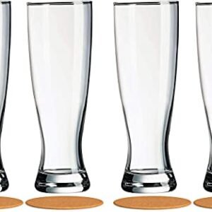 Conjunto de 4 copos de cerveja de artesanato Pilsner Empire da AMZ, transparente, 473 ml, conjunto de 4 copos de cerveja com porta-copos (Cervejas)