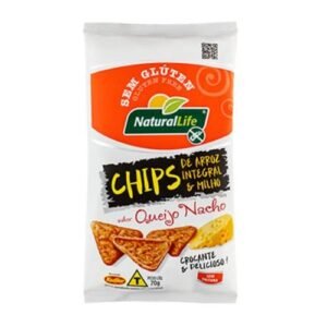 Chips Arroz Integral e Milho Natural Life - Sabor Queijo Nacho - Sem Glúten - 70g (Cervejas)