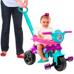 Carrinho de passeio infantil andador bebe didatico de empurrar com pedal haste proteção removivel totoka motoca menina menino velocipede triciclo brinquedo de atividades (Roxo) (Brinquedos)