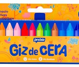 Giz de cera curto 15 cores redondo - Jandaia (Brinquedos)