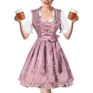 Fantasia feminina Oktoberfest de cerveja alemã, vestido bavarniano, vestido Dirndl alemão, saia cosplay com avental de camisa (Cervejas)