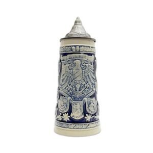 Caneca de cerveja com tampa azul cobalto de armas da E.H.G. | 1,1 litros (Cervejas)