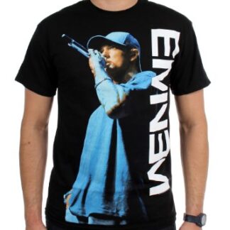 Camiseta masculina Eminem On The Mic preta, Preto, GG (CDs)