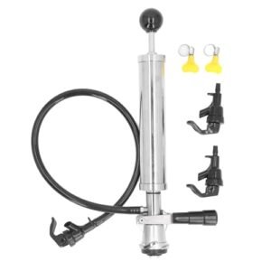 Kit de Bomba de Festa de Barril de 8 Polegadas, Bomba de Cerveja de Aço Inoxidável de Alumínio, Inclua 2 Válvulas e 2 Grampos de Alça para Homebrew, D System Beer Picnic Tap para (Cervejas)
