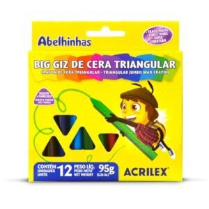 Giz de Cera Jumbo, Triangular, Estojo de 08 Cores, Acrilex - REVAL (Brinquedos)