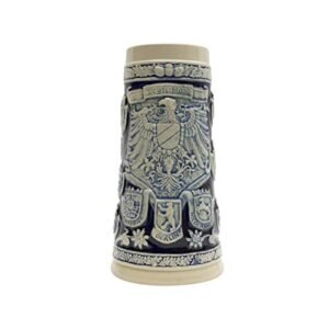 Caneca de cerveja azul cobalto com brasões da Alemanha gravada Beer Stein da E.H.G. | 1,1 litros (Cervejas)