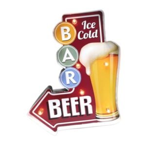 Generic Light -up de barra sinal, placa home bar kitchen café fácil configuração pendurada decoração signa com flechas presentes metal ornament wall arte de, Bar de Cerveja (Cervejas)