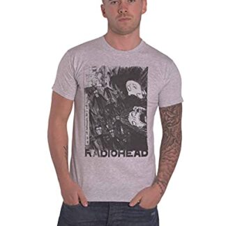 Rock Off officially licensed products Camiseta masculina Radiohead Scribble (100% algodão orgânico) slim fit cinza, Cinza, GG (CDs)