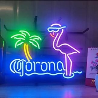 FINEON Placa De Neon De Vidro Real Corona Metal Frame 42X32Cm Decoração Light Beer Bar Pub Garagem Sala (Cervejas)
