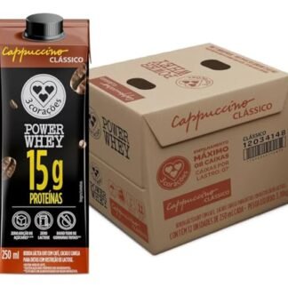 3 Corações Bebida Láctea Cappuccino Power Whey Clássico 15g de Proteína com Cafeína 250ml - 12 unidades (Café)
