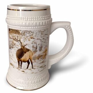 3dRose EUA, Colorado, Close-up de Alce de Touro - Caneca de Stein, 510 g, 640 ml, Branco (Cervejas)