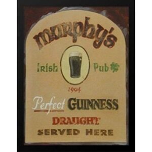 Buyartforless Pôster de cerveja Barra, impressão artística Murphy's Irish Pub de David Marrocco 18x24 moldura de trabalho pôster Perfect Guinness Draught Served Here, Marrom (Cervejas)