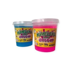 Kit 2 Slime Kimeleka Glitter Azul Rosa Acrilex Art Kids 180g (Brinquedos)