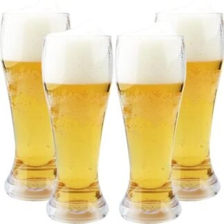 KING CRYSTAL Conjunto de 4 copos de cerveja Pilsner de 652 g feitos de cristal moderno copos de cerveja premium para cerveja de qualidade profissional ou cerveja artesanal, copos de cerveja de pub (Cervejas)
