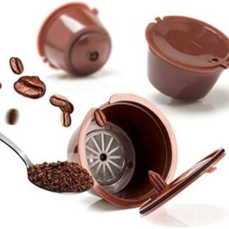 Kit 3 Cápsulas de Café Reutilizáveis Compatíveis com Dolce Gusto Ecológicas, Laváveis, com Medidor e Escova (Café)