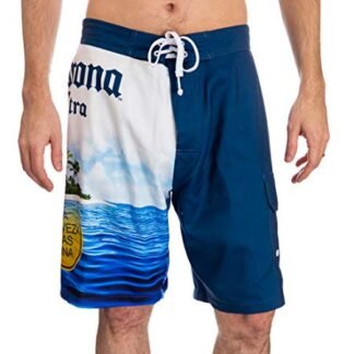 Calhoun Short de banho masculino oficial Corona com design de ilha de lata de verão, Ilha, P (Cervejas)