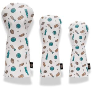 Generic Capa Para Taco De Golfe Hoppy Da Fairway Finds, Design Estilizado Em Branco Com Padrão Cerveja (Driver) (Cervejas)