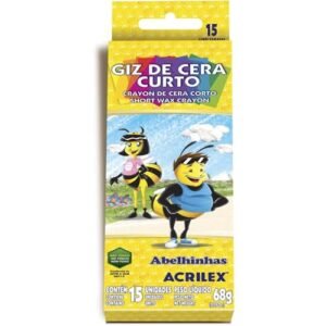 Giz de Cera Curto 15 Cores, Acrilex, 092150000, Multicor - ACRILEX (Brinquedos)