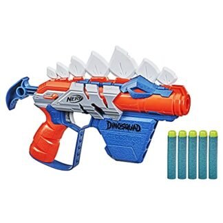 NERF Lança Dardos Dino Stego-Smash com 5 Dardos Oficiais e Porta Dardos - F0806 - Hasbro, Azul, laranja e branco (Brinquedos)