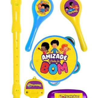 3 Palavrinhas - Kit de Instrumentos 2 - Maracas, apito, gaita, flauta e pandeiro - Yestoys (Brinquedos)