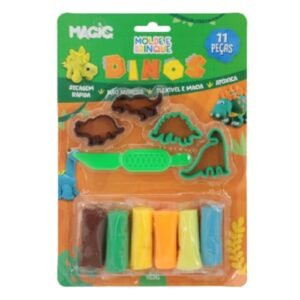 Massinha de Modelar Criativa, Dino, 11 Peças, Molde E Brinque, Magic Kids - REVAL (Brinquedos)