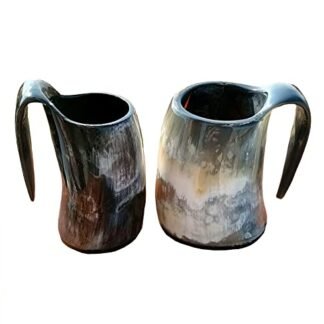 Conjunto de 2 mini canecas de chifre viking curtas de 130 a 150 ml 7,6 cm para uísque wodka hidromel, vinho, estilo vintage, copo de cerveja Ale, melhor presente de aniversário (Cervejas)