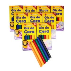 15 Cx Giz de Cera 6 Cores p/Kit Festa Lembrancinha Infantil (Brinquedos)