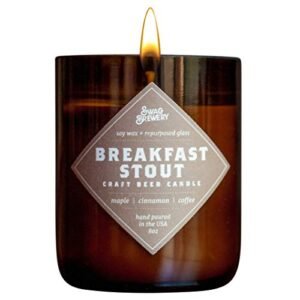Vela Stout Brew Breakfast – Despejada à mão nos EUA (cera de soja) – Ótimo presente para amantes de cerveja – para The Man Cave, cervejaria ou casa (feita de garrafas de cerveja recicladas) (Cervejas)