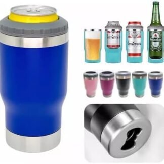 Copo Térmico Premium - Porta Cerveja 4 em 1 Suporte Longneck e Lata Aço Inox Isolamento Superior Praticidade Mantém Bebidas Geladas (Cervejas)