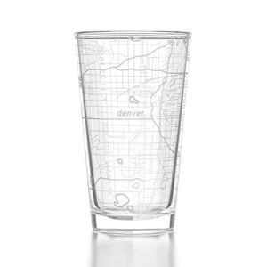 Well Told Copo de cerveja gravado com mapa de Denver Colorado, presente de cerveja gravada (473 ml, transparente) caneca de mapa da cidade, copos personalizados da cidade, presentes para amantes de (Cervejas)
