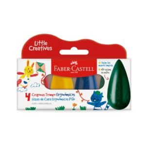 Giz de Cera Little Creatives, Faber-Castell, Pião, Grosso, Infantil, Pré-escola, 4 Cores (Brinquedos)