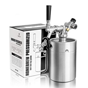 TMCRAFT — Mini barril de rolo pressurizado de 1,8 kg, sistema portátil de kit de barril doméstico de aço inoxidável com regulador de CO2 atualizado mantém fresco e carbonato para Homebrew, Craft and Draft Beer (Cervejas)