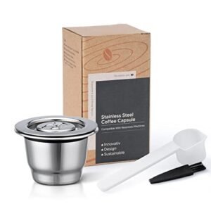 Cápsulas de café recarregáveis de aço inoxidável da com acessórios compatíveis com filtros de café reutilizáveis da máquina Nespresso (Café)