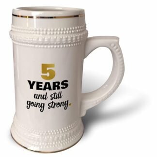 3dRose Caneca 5 Year Still Going Strong 5º aniversário de casamento Gift-Stein, 510 g (STN_274348_1), 650 ml, branca (Cervejas)